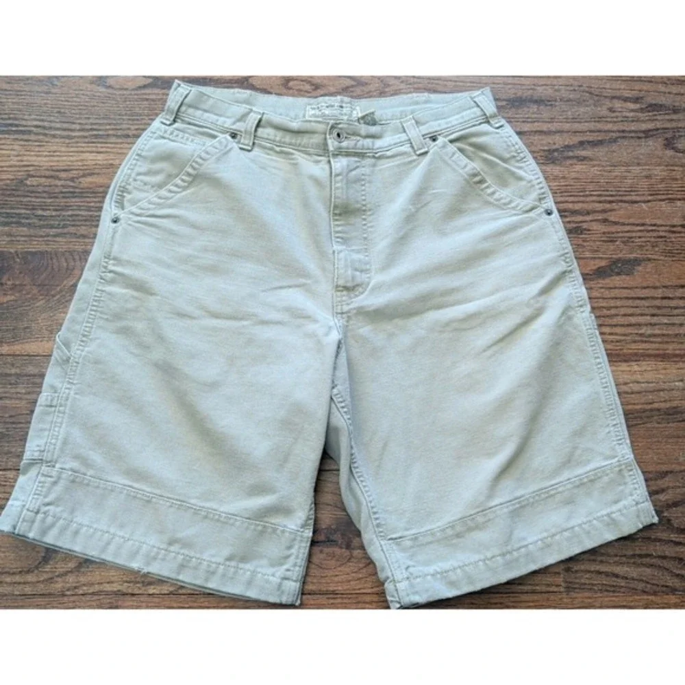 Vtg Abercrombie & Fitch‎ Shorts Sz 32 Khaki Canvas Carpenter Distressed USA Made